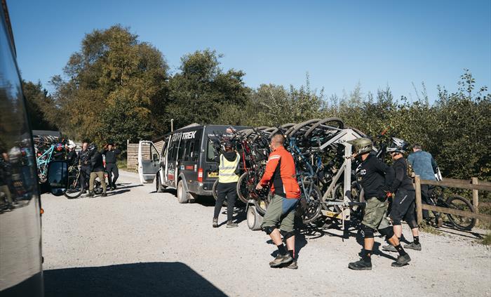 The uplift buses at BikePark Wales